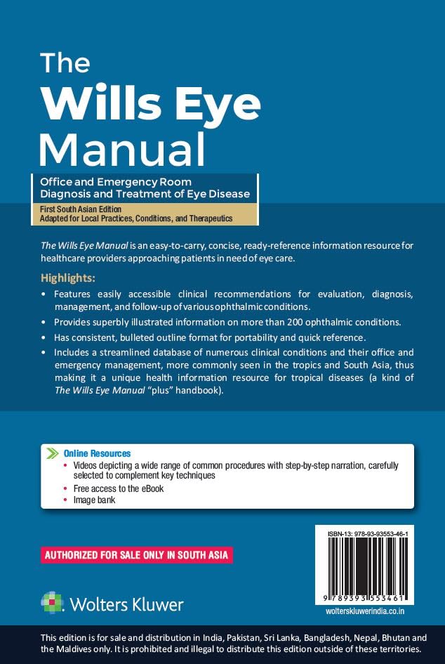 The Wills Eye Manual: Office and Emergency Room Diagnosis and Treatment of Eye Disease, 1st South Asian ed - Retail Maharaj