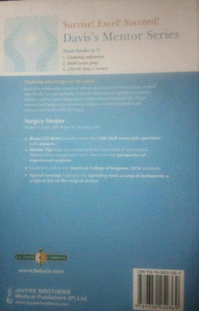 SURGERY MENTOR: YOUR CLERKSHIP & SHELF EXAM COMPANION WITH CD ROM - Retail Maharaj