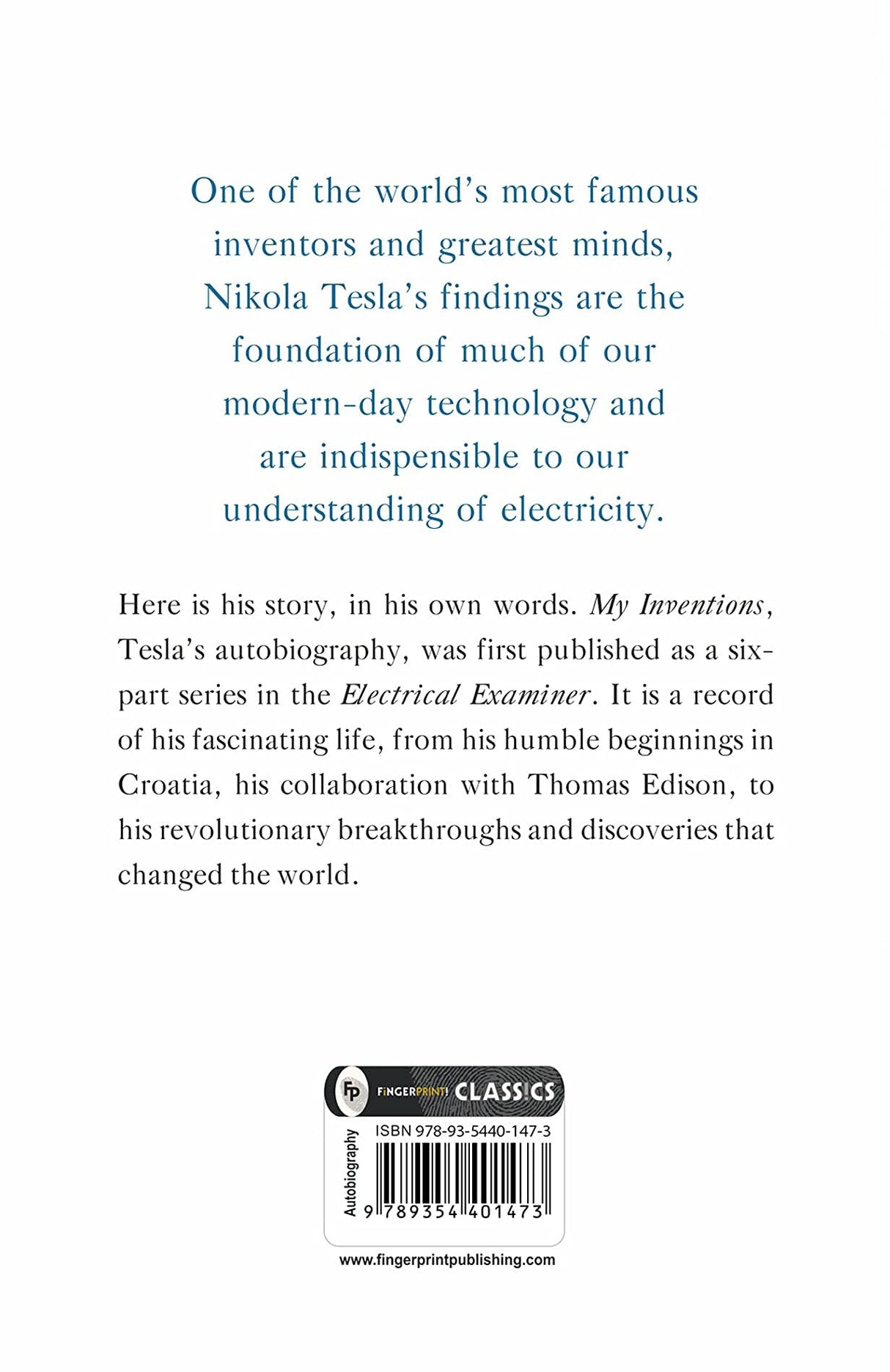 My Inventions, Autobiography of Nikola Tesla - Retail Maharaj