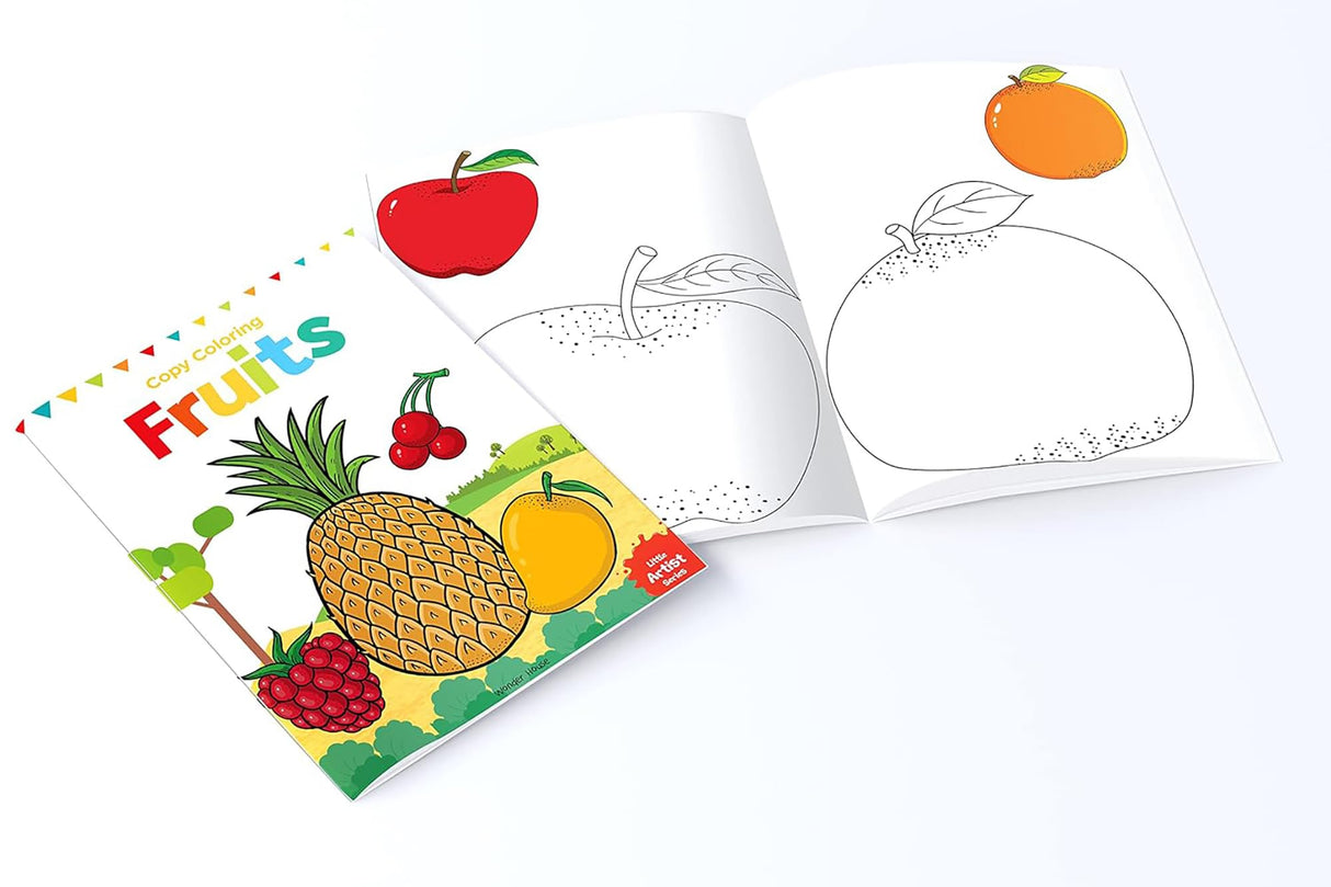 Little Artist Copy Colouring Books: Set of 8 (Birds, Sea Animals, Fruits, Animals, Vegetables, Dinosaurs, Cars and People Around Us) - Retail Maharaj