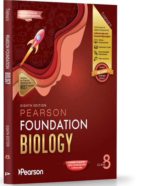 Pearson'26 Foundation Class 8 Biology|For NEET, NTSE & Olympiad Exams| NEET Practice Questions|Online Assessments, 33 Video Solutions & 7 Interactive Tests in Pearson MyInsights & elibrary|8th edition - Retail Maharaj