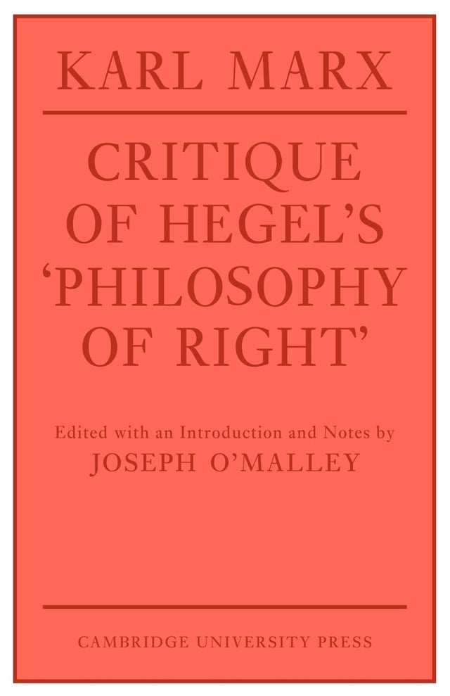 Critique of Hegel's 'Philosophy Of Right' (Cambridge Studies in the History and Theory of Politics) - Retail Maharaj