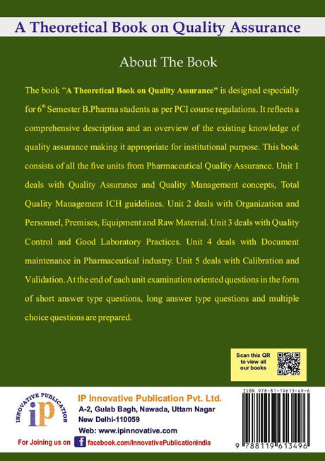A Theoretical Book on Quality Assurance for the Students of B.Pharm 6th Semester - Retail Maharaj