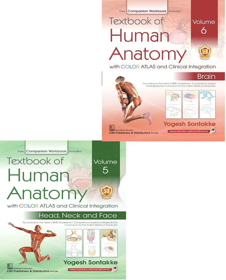 Textbook Of Human Anatomy With Color Atlas And Clinical Integration 2 Vol Set (Vol 5- Head Neck And Face And Vol 6-Brain) With Companion Workbook (Pb 2024) - Retail Maharaj