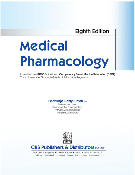 Medical Pharmacology 8ed. | As per the latest NMC Guidelines - 2025 | ISBN - 9789349057043 - Retail Maharaj