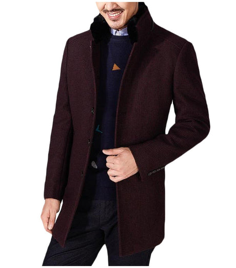 XQS Men's Custom Fit Stand Up Collar Woolen Trench Coat Jacket 2 M, 2, US M=China L, 2, US M=China L - Retail Maharaj
