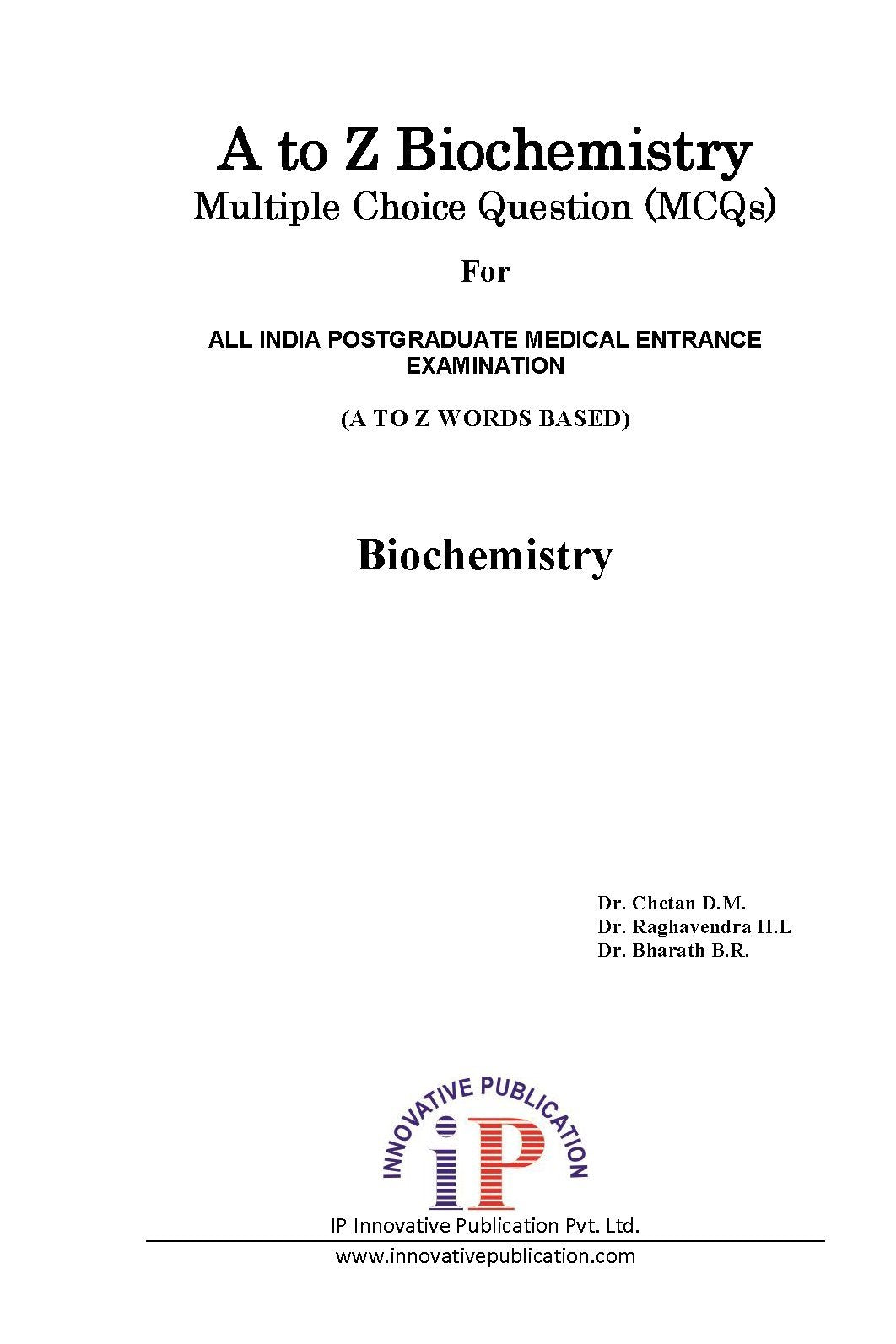 A to Z Biochemistry MCQ for All India Postgraduate Medical Entrance Examination - Retail Maharaj