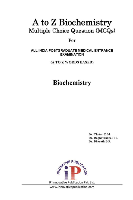 A to Z Biochemistry MCQ for All India Postgraduate Medical Entrance Examination - Retail Maharaj