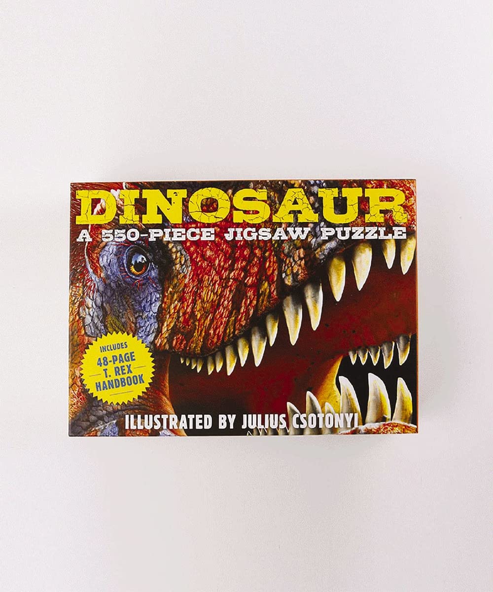Dinosaurs: 550-Piece Jigsaw Puzzle & Book: A 550-Piece Family Jigsaw Puzzle Featuring the T-Rex Handbook! (Discovering) - Retail Maharaj