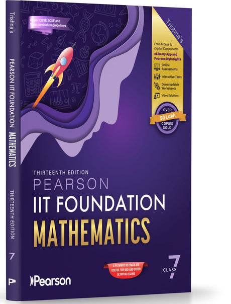 Pearson'26 IIT Foundation Class 7 Math|For JEE, NTSE & Olympiad Exams|JEE Practice Questions|Free 10 Online Assessments, 50 Video Solutions &10 Interactive Tests via Pearson MyInsights & elibrary - Retail Maharaj