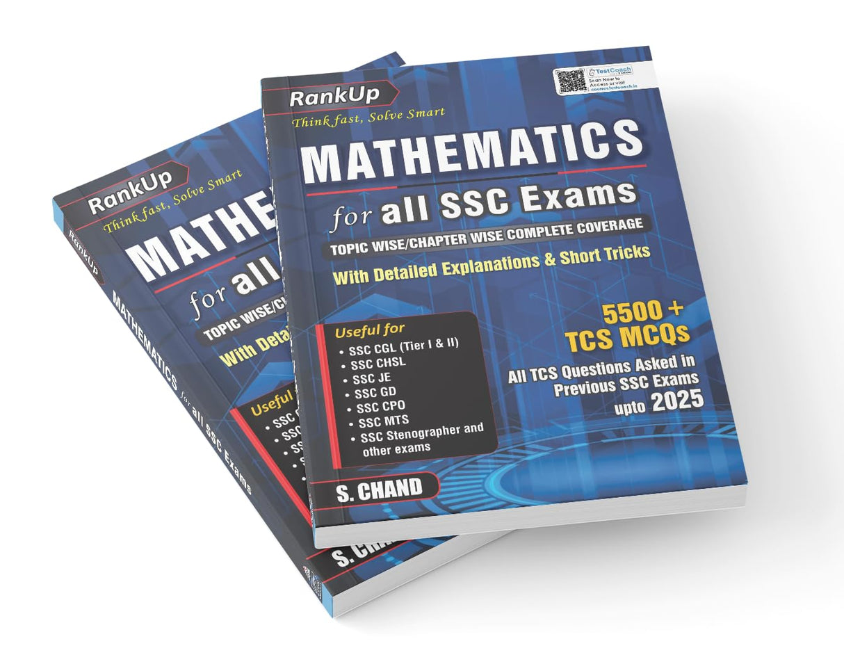 RankUp Mathematics for all SSC Examinations Book 2025 - 2026 (in English Medium) | 5500+ TCS MCQ Questions | Maths Best for SSC Exams Preparation CGL ... & Short Tricks - S Chand Latest Edition Books - Retail Maharaj