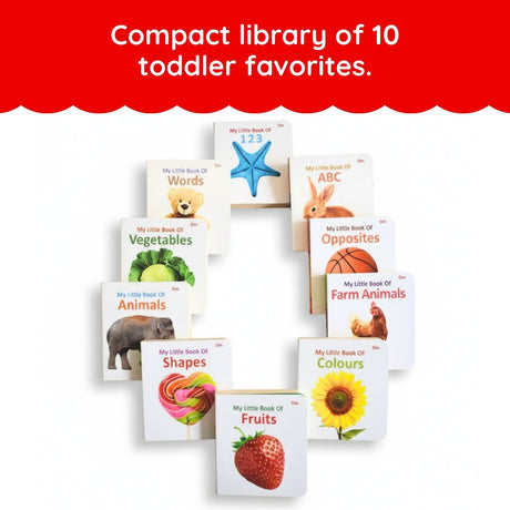 My First Library: Box Set of 10 Board Books for Children | My Little Book of Early Learning for Kids | Learn ABCs, Numbers, Words, Colours & More | Kids Amazing Picture Book | Little Learner’s Library | Perfect Gift Set for Toddlers | First Step Learning - Retail Maharaj