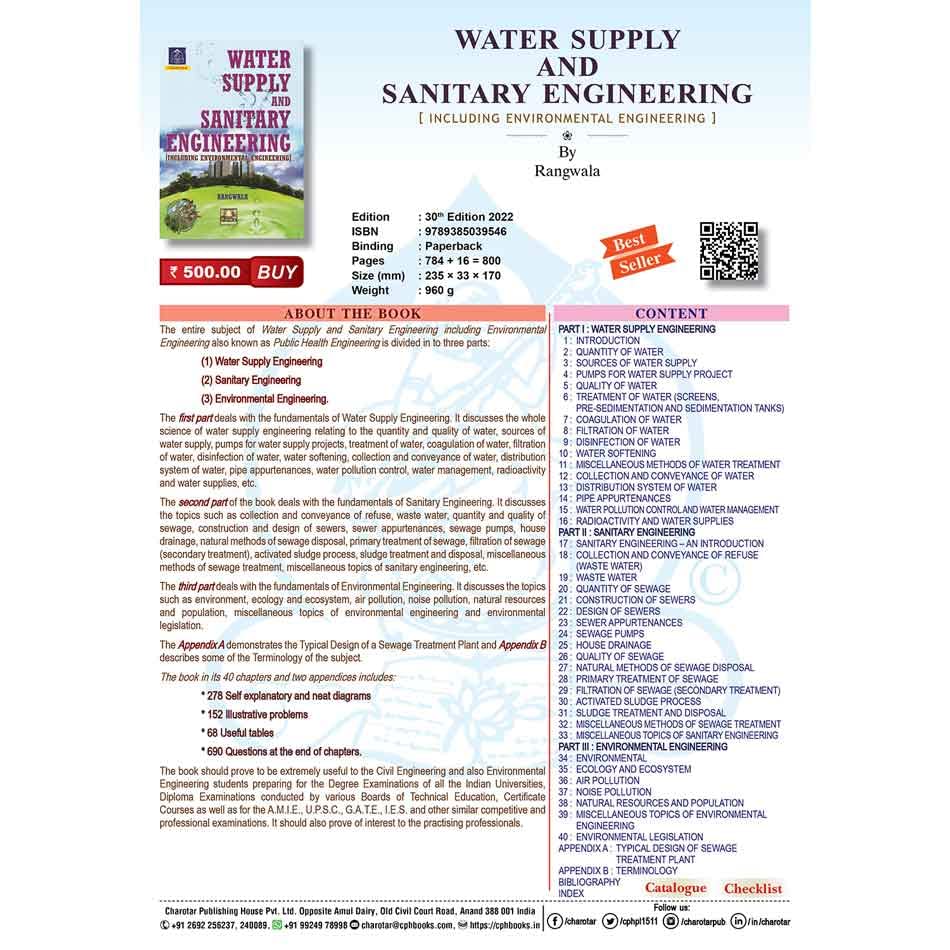 WATER SUPPLY AND SANITARY ENGINEERING BY RANGWALA - Retail Maharaj