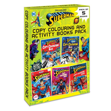 Superman Copy Colouring Book – Pack of 5 | Fun & Creative Activity Books for Kids | Colourful Illustrations of Superman, Superhero Adventures, and Hours of Entertainment for Young Fans - Retail Maharaj