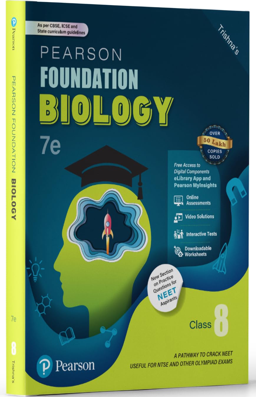 Pearson IIT Foundation' 25 Biology Class 8 | For NEET, NTSE & Olympiad Exams | As per CBSE, ICSE & State Curriculums | Includes NEET Practice Questions | Free acess to 7 Online Assessments, 33 Video Solutions & Interactive Tests via Pearson MyInsights & e - Retail Maharaj