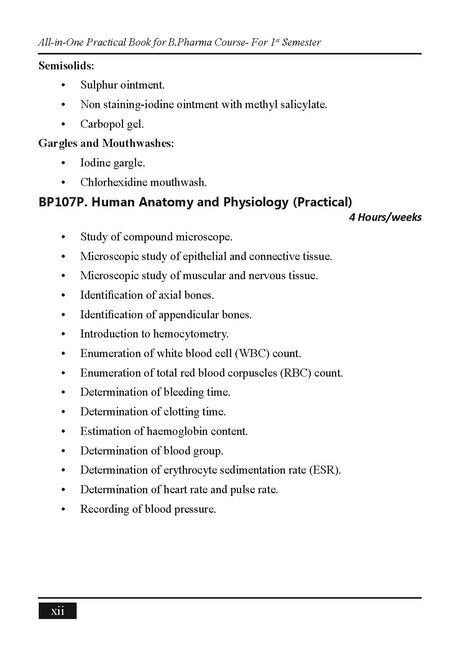 All-in-One Practical Book for B.Pharma Course- For 1st Semester - Retail Maharaj