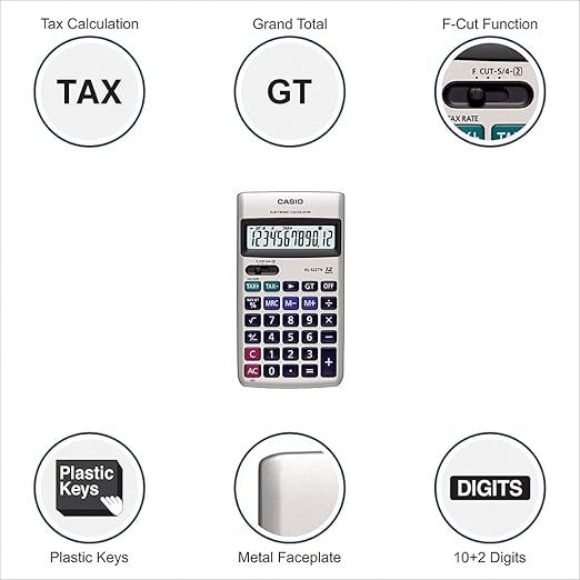 Casio HL-122TV Portable Calculator with Metal Faceplate & GT Key