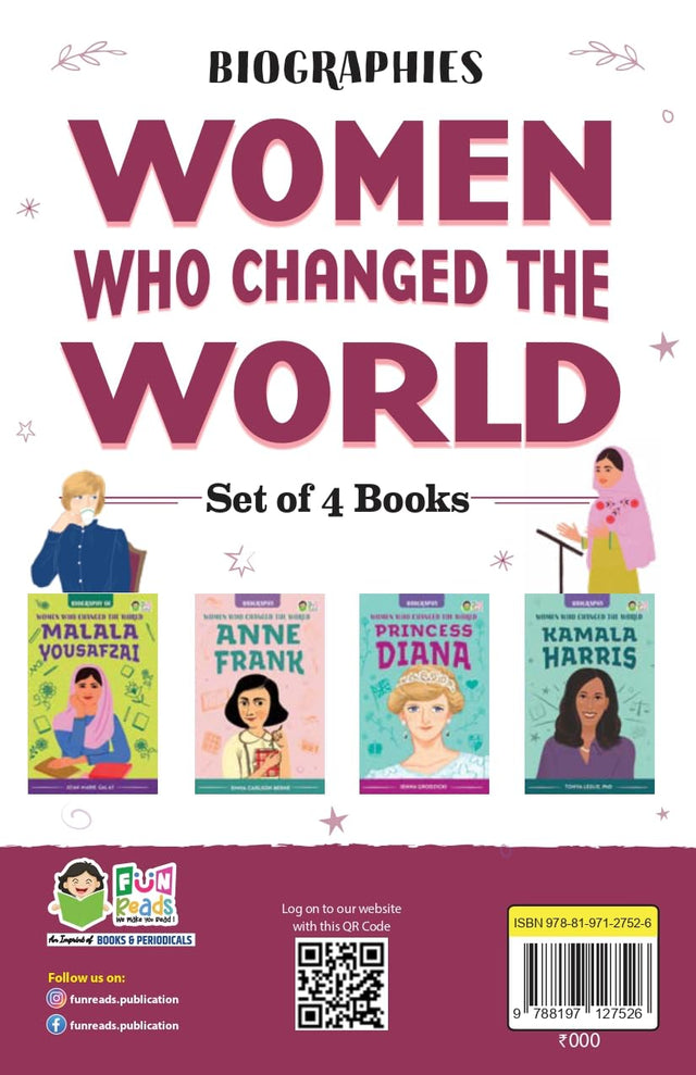 FUN READS : WOMEN WHO CHANGED THE WORLD (MALALA YOUSAFZAI, ANNE FRANK, PRINCESS DIANA, KAMALA HARRIS) - Retail Maharaj