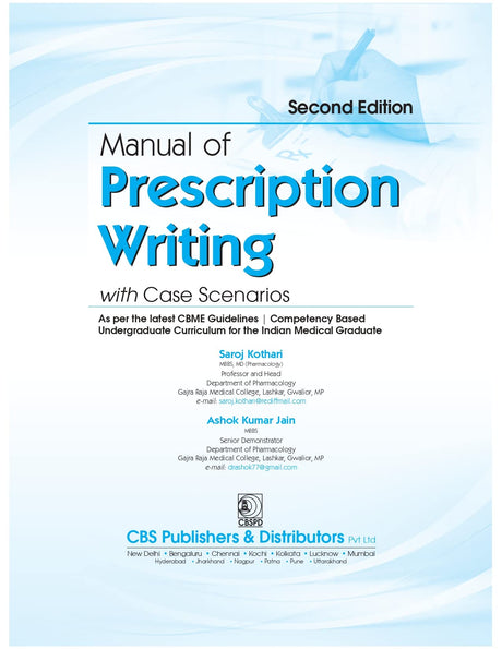 Manual Of Prescription Writing With Cases Scenarios 2Ed (Pb 2024) - Retail Maharaj