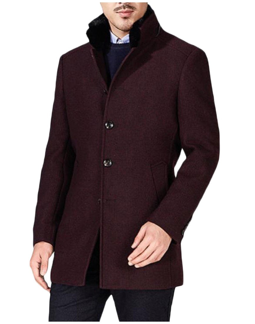 XQS Men's Custom Fit Stand Up Collar Woolen Trench Coat Jacket 2 2XL - Retail Maharaj