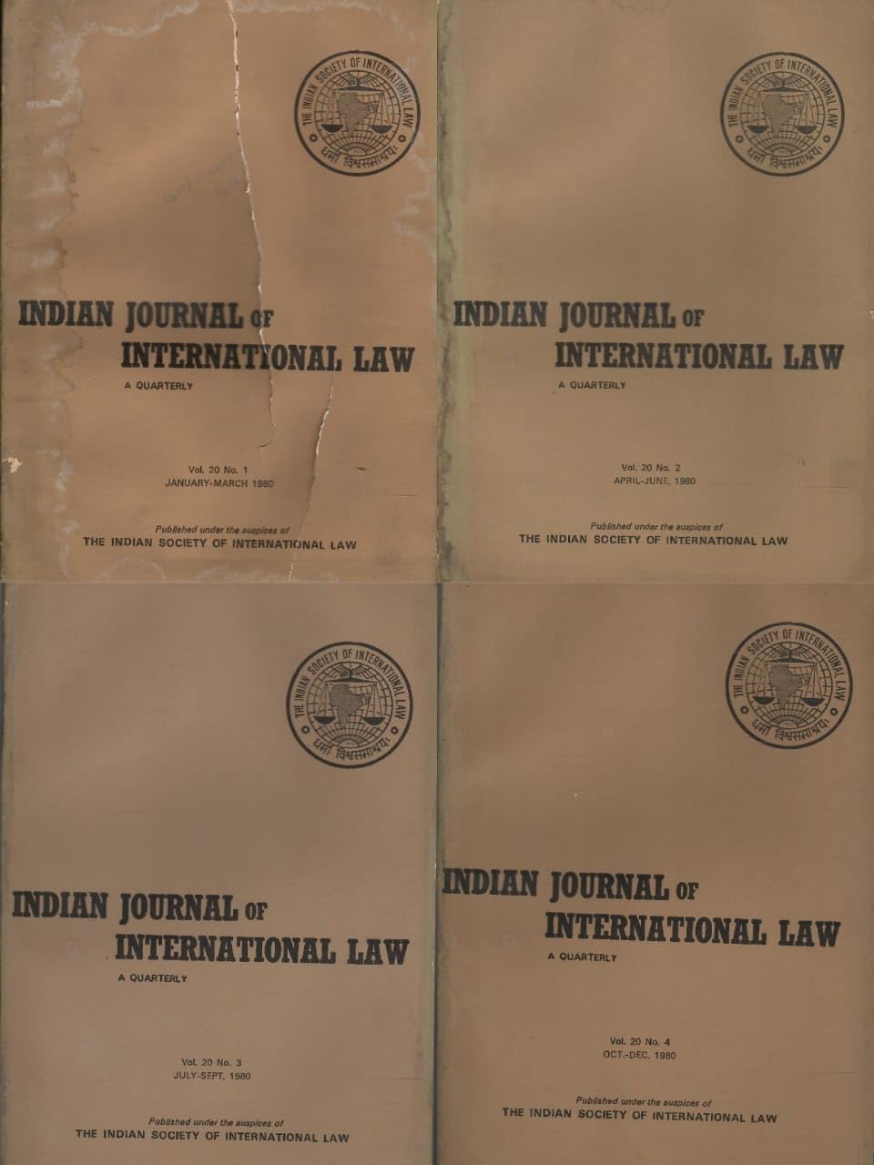 Indian Journal Of International Law A Quarterly (Vol. 20 No. 1 to 4) (Jan to Dec)