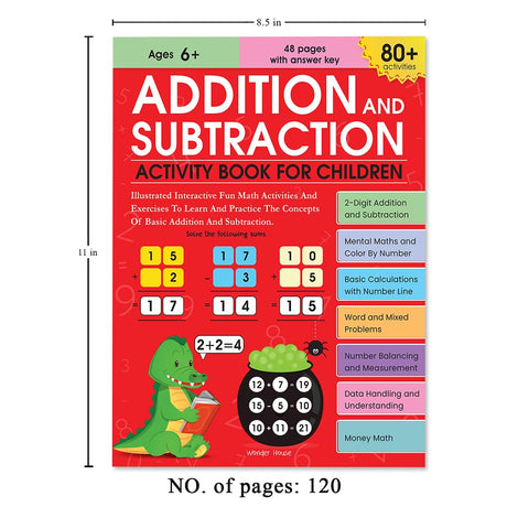 Addition and Subtraction Activity Book For Children - 80+ Activities Inside | Ages 5, 6, 7 | 2.5 hours of interactive and skill building fun - Retail Maharaj