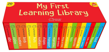 My First Learning Library: Boxset of 20 Board Books for Kids | Includes ABC, Numbers, Shapes, Colors, Wild & Baby Animals, Fruits, Vegetables, Transport, Toys, Opposites, Flowers, Sea Animals, People at Work, Food, About Me & More | Early Learning for Bab - Retail Maharaj