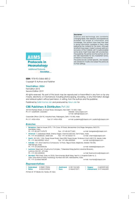 Aiims Protocols In Neonatology Additional Protocols 3Ed (Pb 2025) - Retail Maharaj