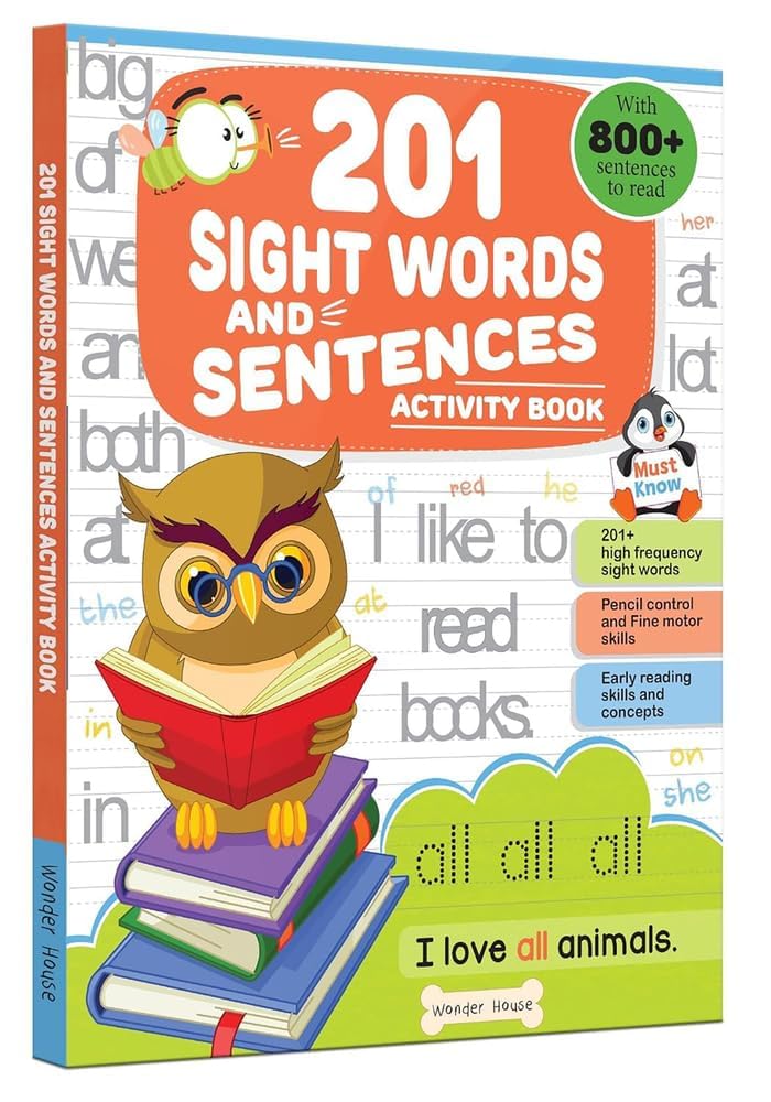 201 Sight Words and Sentences: Activity Book for Children | 800+ Sentences to Read and Practice | Ages 5–8 | 5+ Hours of Learning and Fun - Retail Maharaj