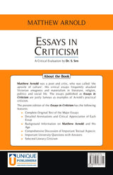 Essays in Criticism - Mathew Arnold (A Critical Analysis by Dr. S. Sen) - Retail Maharaj