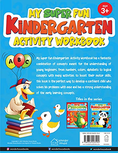 My Super Fun Kindergarten Activity Workbook for Children : Pattern Writing, Colors, Shapes, Numbers 1-10, Early Math, Alphabet, Brain Booster Activities, Following Directions, and Interactive Activities (Kids Ages 4 to 6) - Retail Maharaj