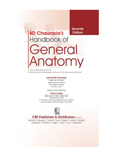BD Chaurasia’s Handbook of General Anatomy 7/e - Retail Maharaj