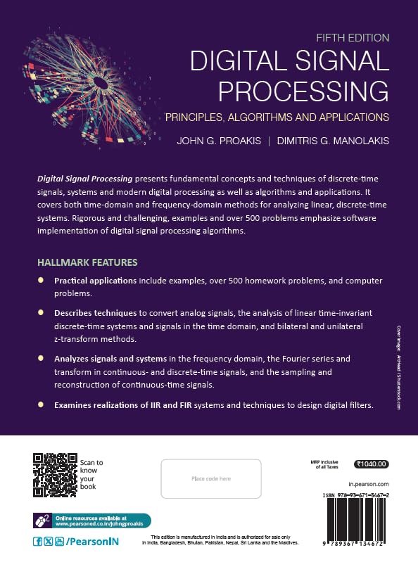 Pearson – Digital Signal Processing | Principles, Algorithms and Applications | 5th Edition | - Retail Maharaj