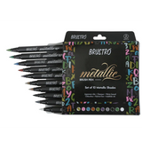 Brustro Metallic Brush Pens Set of 10, Vibrant Colors for Art and Crafts - Retail Maharaj