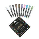 Brustro Metallic Brush Pens Set of 10, Vibrant Colors for Art and Crafts - Retail Maharaj