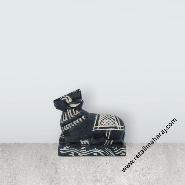 Nandi Statue - 2.5 x 2.75 Inches | Soft Stone Nandi Idol/ Nandhi Statue for Pooja - Retail Maharaj