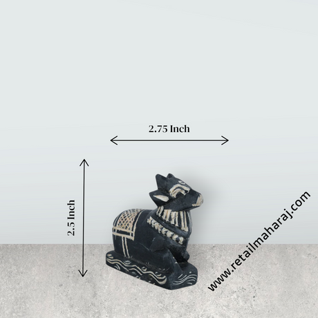 Nandi Statue - 2.5 x 2.75 Inches | Soft Stone Nandi Idol/ Nandhi Statue for Pooja - Retail Maharaj
