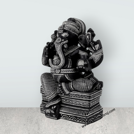 Ganesha Murti - 11 x 8 Inches | Soft Stone Vinayakar Idol / Ganapathi Sculpture For Home Decor - Retail Maharaj