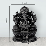 Ganesha Murti - 8 x 6 Inches | Soft Stone Vinayakar Idol / Ganapathi Sculpture For Home Decor - Retail Maharaj