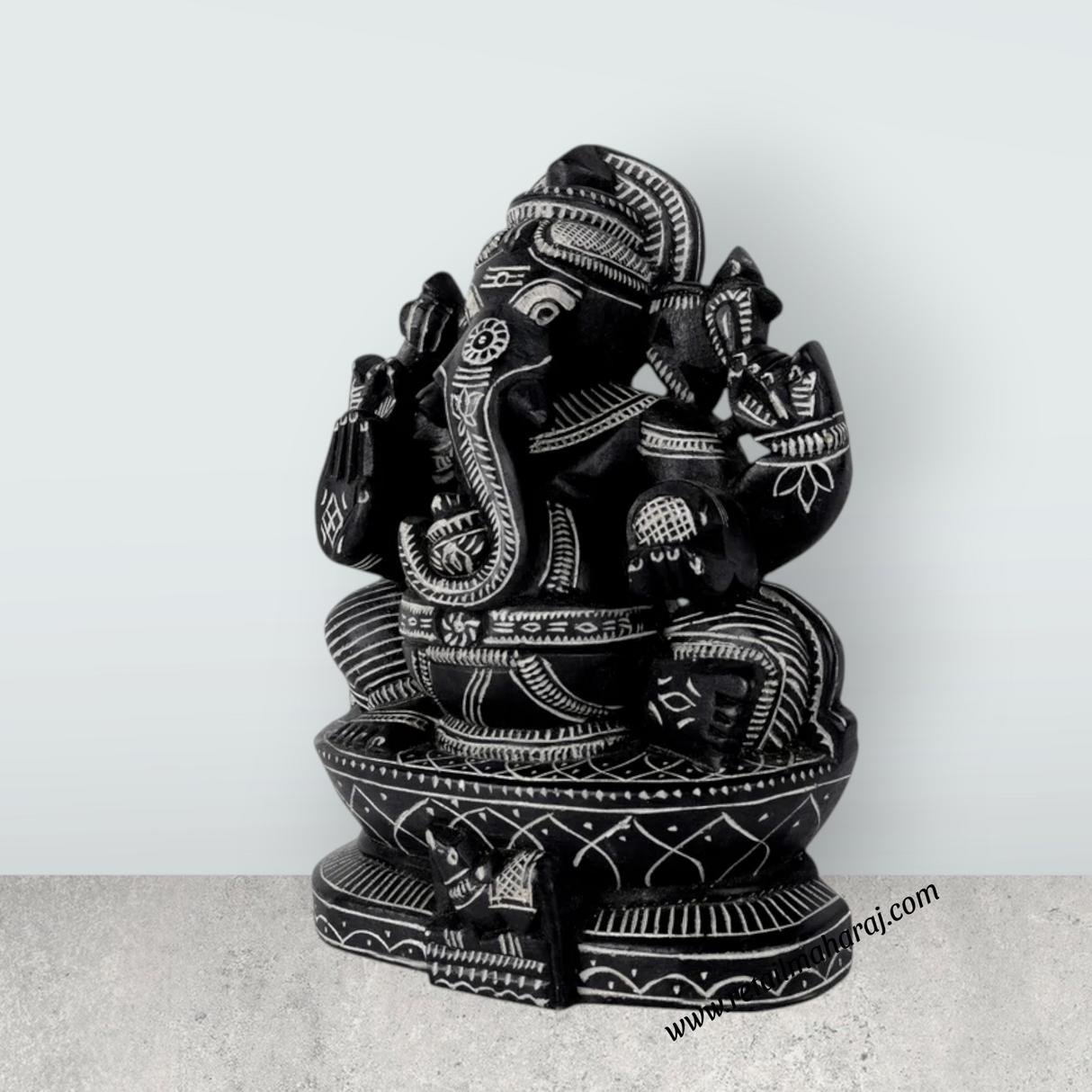 Ganesha Murti - 8 x 6 Inches | Soft Stone Vinayakar Idol / Ganapathi Sculpture For Home Decor - Retail Maharaj