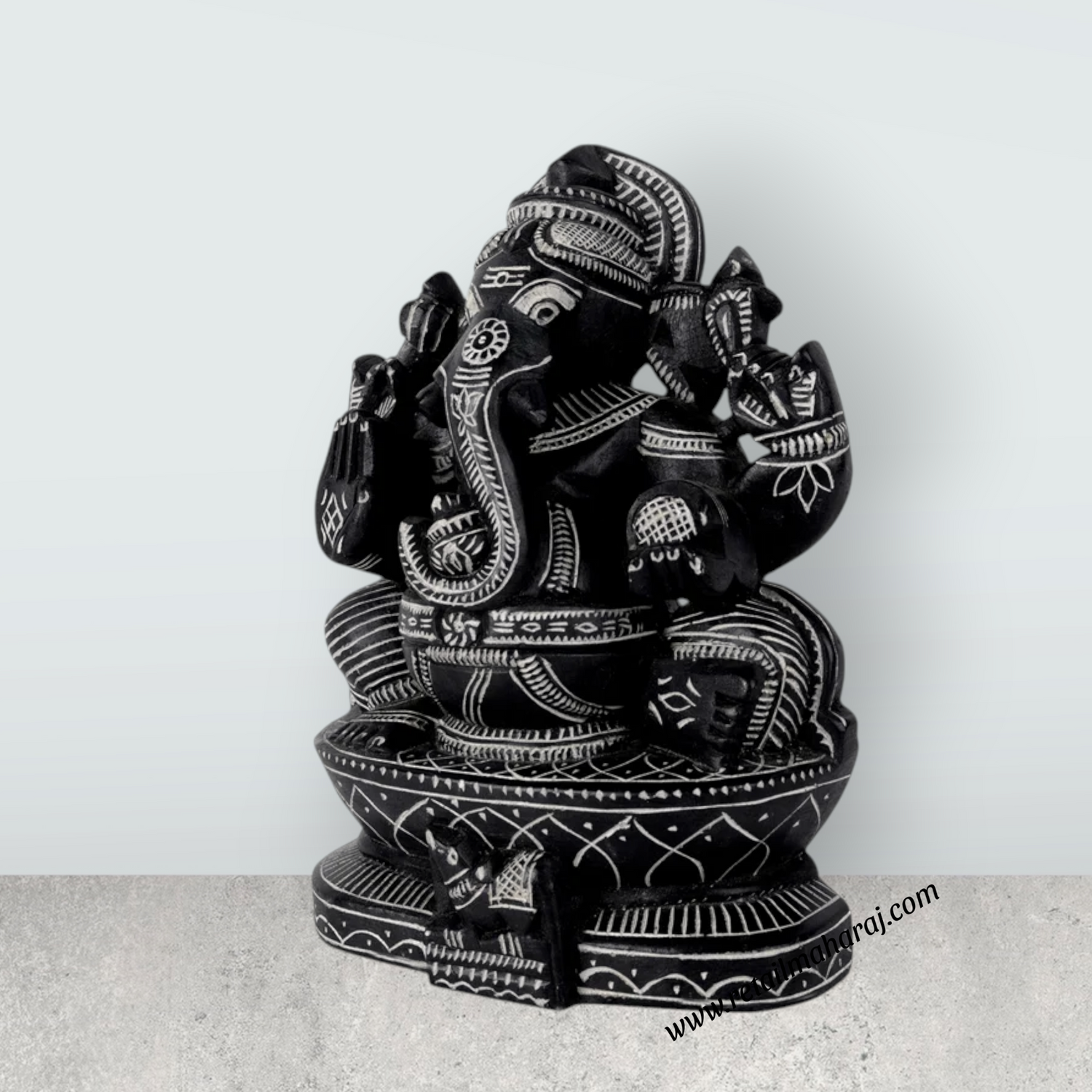 Ganesha Murti - 8 x 6 Inches | Soft Stone Vinayakar Idol / Ganapathi Sculpture For Home Decor - Retail Maharaj