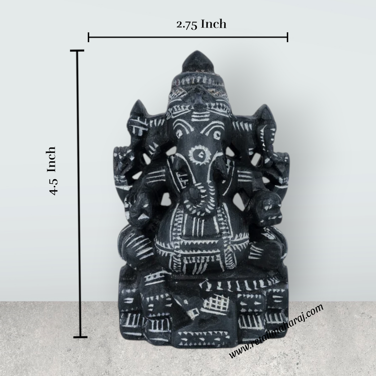 Ganesh Murti - 4.5 x 2.75 Inches | Soft Stone Ganpati Murti/ Sitting Vinayaka Statue for Pooja - Retail Maharaj