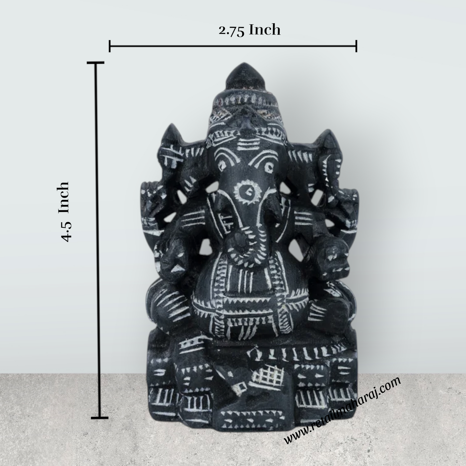 Ganesh Murti - 4.5 x 2.75 Inches | Soft Stone Ganpati Murti/ Sitting Vinayaka Statue for Pooja - Retail Maharaj
