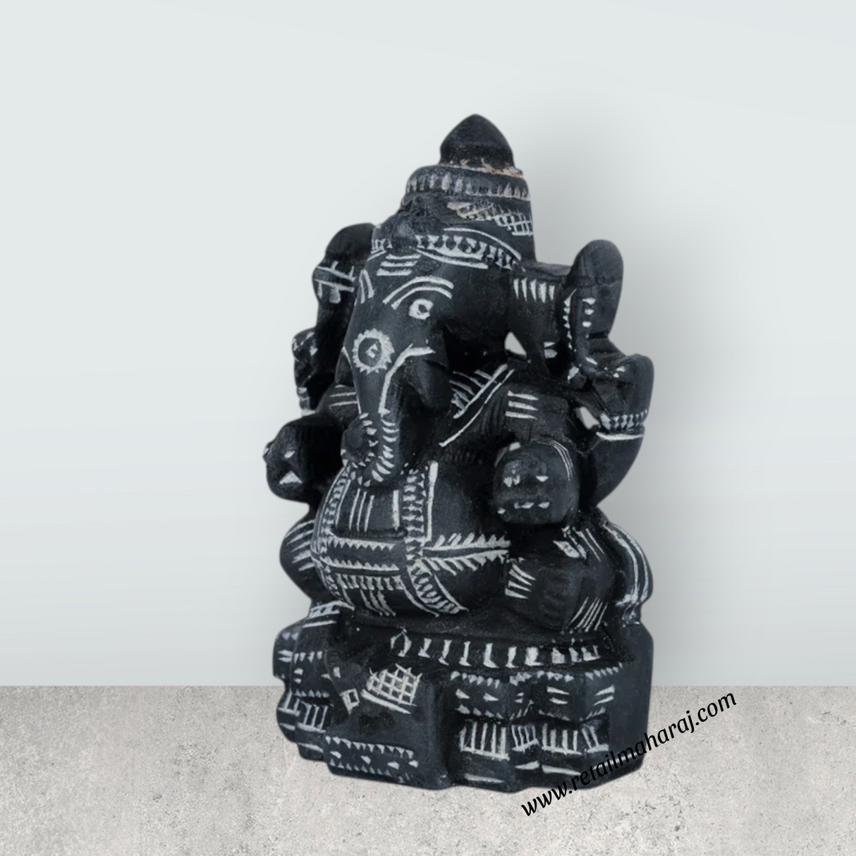 Ganesh Murti - 4.5 x 2.75 Inches | Soft Stone Ganpati Murti/ Sitting Vinayaka Statue for Pooja - Retail Maharaj