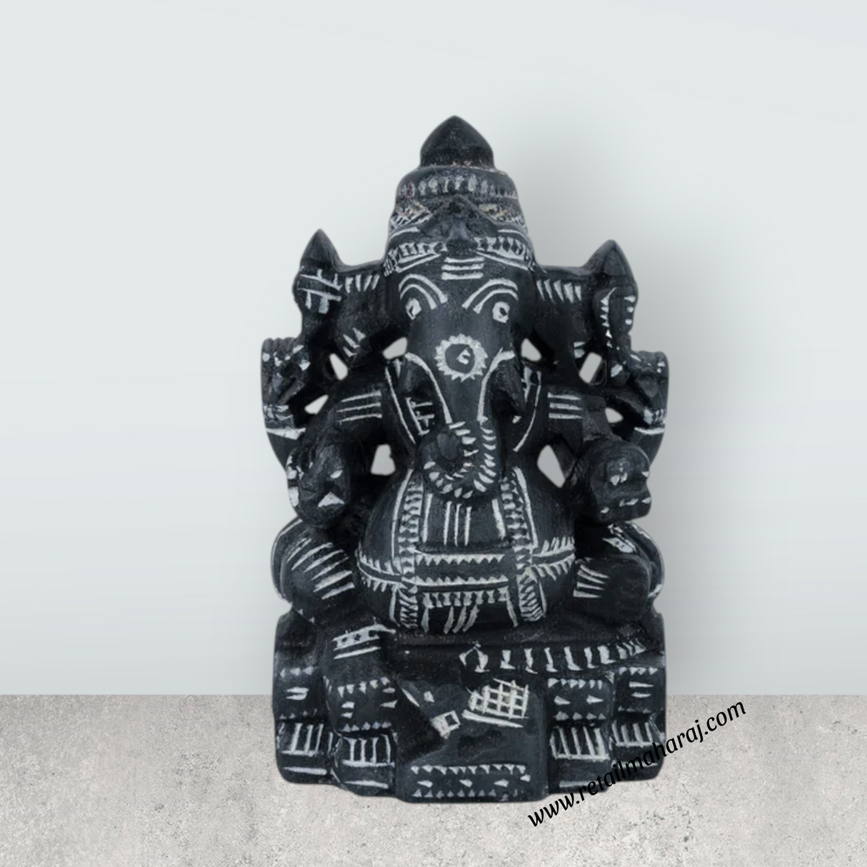 Ganesh Murti - 4.5 x 2.75 Inches | Soft Stone Ganpati Murti/ Sitting Vinayaka Statue for Pooja - Retail Maharaj