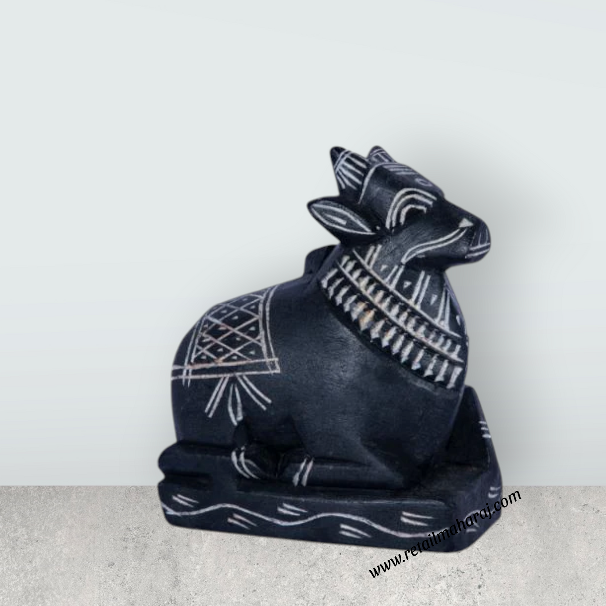 Nandi Statue - 4 x 4 Inches | Soft Stone Nandi Idol / Nandi Murti for Pooja - Retail Maharaj