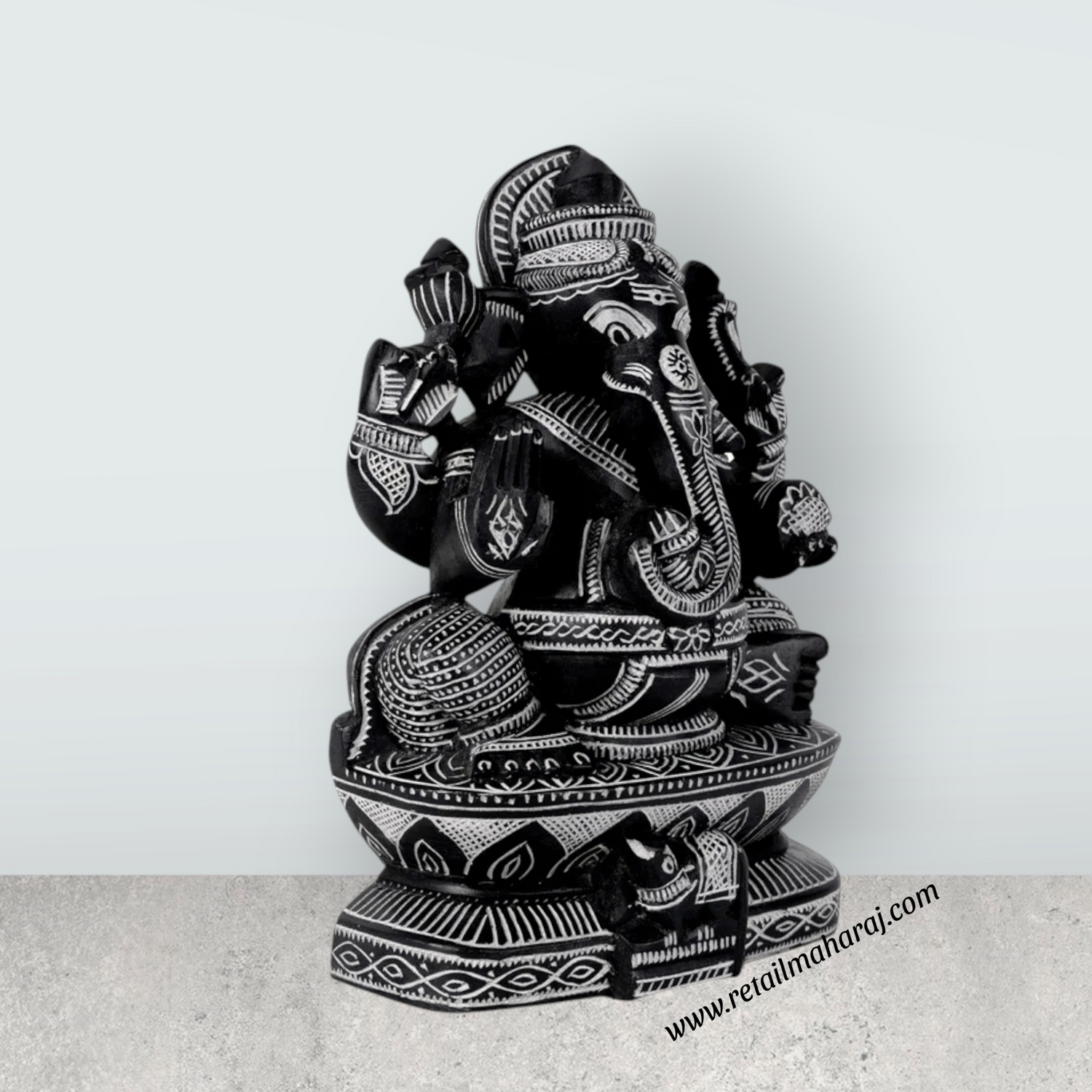 Ganesha Murti - 9.5 x 6.25 Inches | Soft Stone Vinayakar Idol / Ganapathi Sculpture For Home Decor - Retail Maharaj