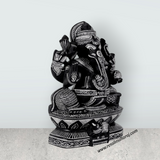Ganesha Murti - 9.5 x 6.25 Inches | Soft Stone Vinayakar Idol / Ganapathi Sculpture For Home Decor - Retail Maharaj