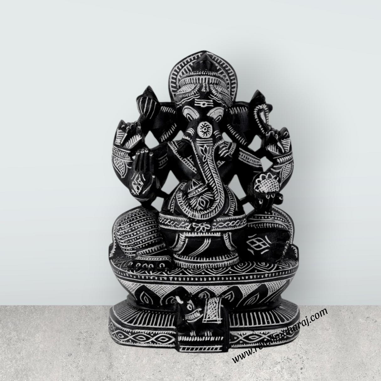Ganesha Murti - 9.5 x 6.25 Inches | Soft Stone Vinayakar Idol / Ganapathi Sculpture For Home Decor - Retail Maharaj