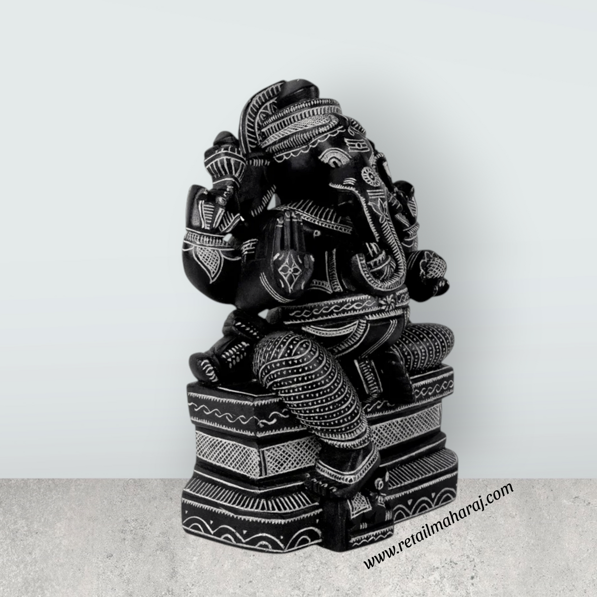 Ganesha Murti - 10 x 7 Inches | Soft Stone Vinayakar Idol / Ganapathi Sculpture For Home Decor - Retail Maharaj